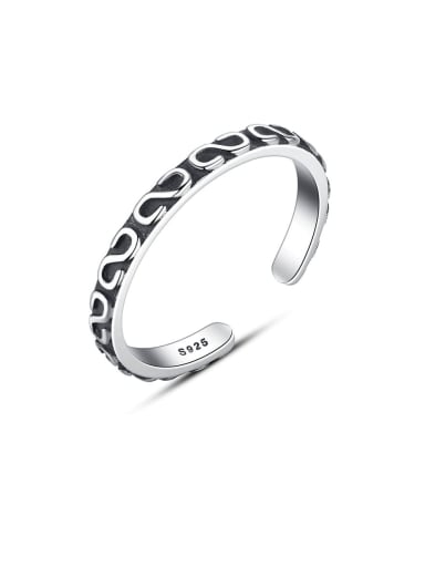 925 Sterling Silver Irish Vintage s letter pattern blacking process Band Ring