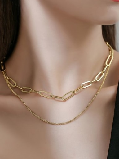 Brass Geometric Minimalist Multi Strand Necklace