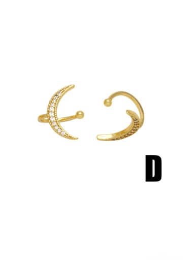 D Brass Cubic Zirconia Star Hip Hop Clip Earring