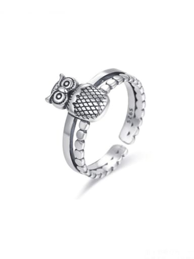 custom 925 Sterling Silver With Antique Silver Plated Vintage Owl Rings