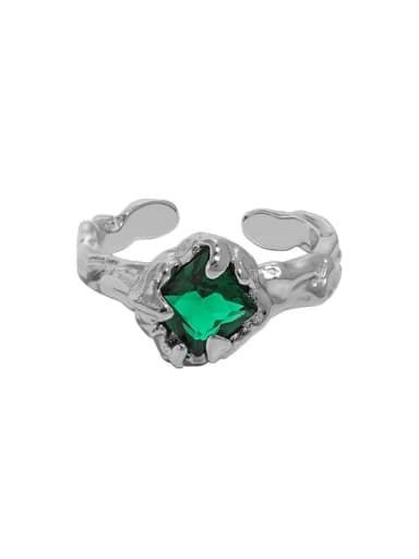 Jlb0039 ? green stone ? 925 Sterling Silver Cubic Zirconia Geometric Vintage Band Ring