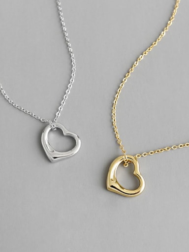 S925 Sterling Silver Fashion minimalist Heart Necklace