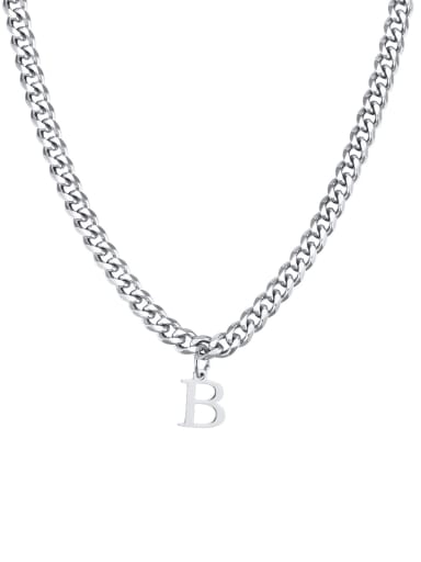 B Stainless steel Letter Hip Hop Hollow Chain Necklace