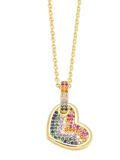 C Brass Cubic Zirconia Heart Trend Necklace