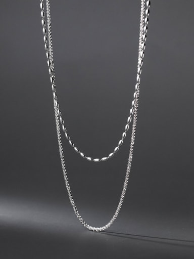 925 Sterling Silver Bead Round Minimalist Multi Strand Necklace