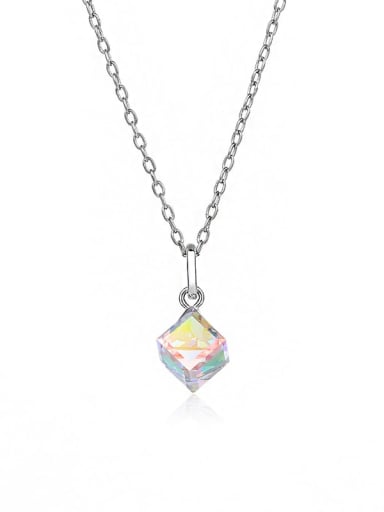 JYXZ 035 (AB color) 925 Sterling Silver Austrian Crystal Geometric Classic Necklace