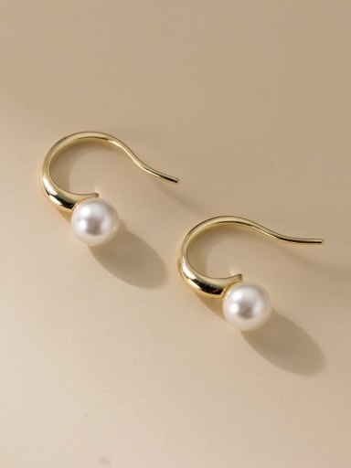 custom 925 Sterling Silver Imitation Pearl Irregular Minimalist Hook Earring
