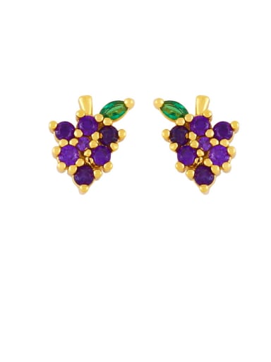 Grape Brass Rhinestone Friut Cute Stud Earring