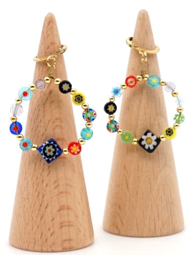 Stainless steel Glass  bead  Flower Ethnic Drop Earring
