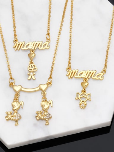 custom Brass Cubic Zirconia Boy Cute Letter Necklace
