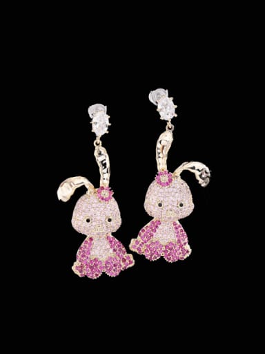 Brass Rhinestone Rabbit Luxury Cluster Earring