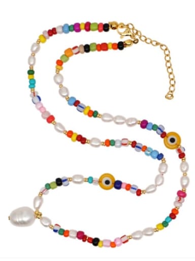 Stainless steel Freshwater Pearl Multi Color Irregular Bohemia Long Strand Necklace