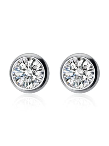 925 Sterling Silver minimalist round Single zircon Earring