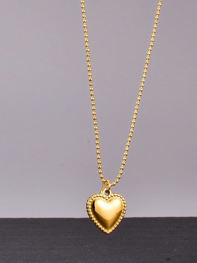Titanium smooth Heart Minimalist Bead chain necklace
