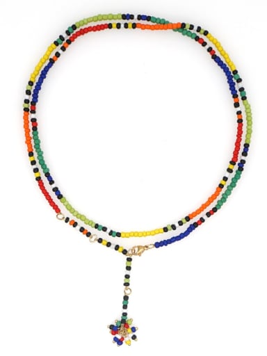 Stainless steel Multi Color Miyuki beads Round Bohemia Lariat Necklace