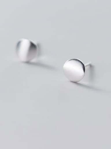 925 Sterling Silver smooth Round Minimalist Stud Earring