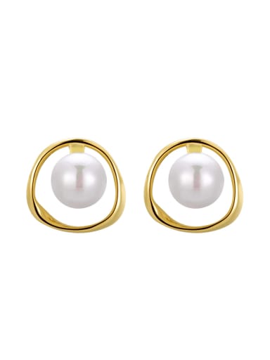 Gold irregular pearl 925 Sterling Silver Imitation Pearl Geometric Minimalist Stud Earring