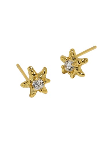 18K gold [with pure Tremella plug] 925 Sterling Silver Rhinestone Star Minimalist Stud Earring