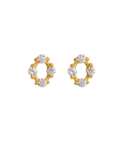 ES2016 [Gold] 925 Sterling Silver Cubic Zirconia Geometric Minimalist Stud Earring