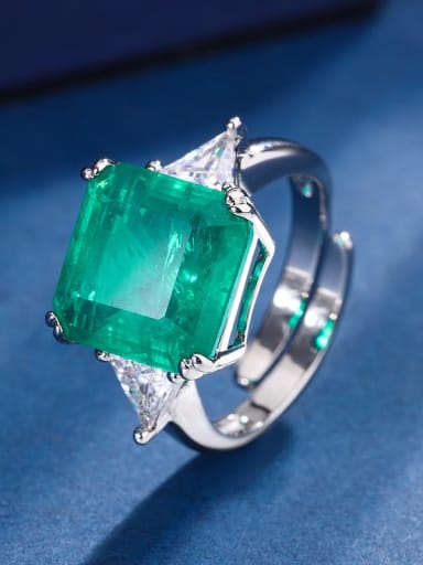 Emerald ring Brass Cubic Zirconia Square Luxury Band Ring