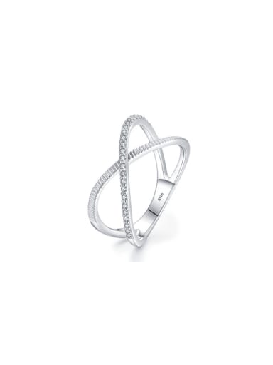925 Sterling Silver Cubic Zirconia Cross Minimalist Stackable Ring