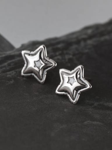 925 Sterling Silver Pentagram Vintage Stud Earring