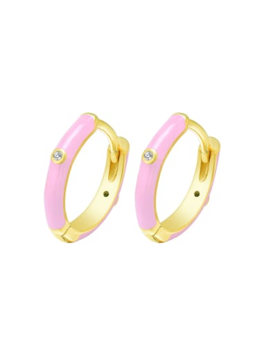 Pink 925 Sterling Silver Enamel Geometric Minimalist Huggie Earring