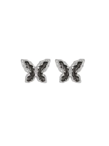 Platinum and black 925 Sterling Silver Bowknot Vintage Stud Earring