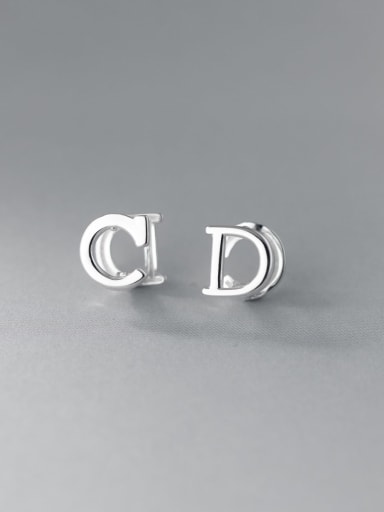 925 Sterling Silver Letter Minimalist Stud Earring