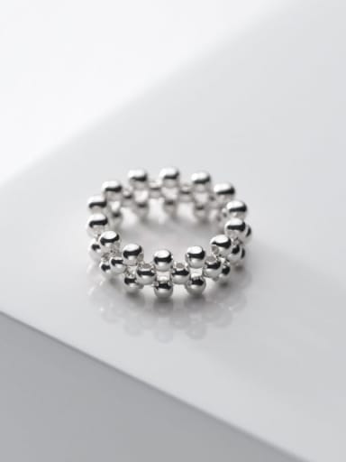 925 Sterling Silver Bead Round Vintage Band Ring