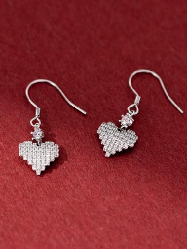 925 Sterling Silver Cubic Zirconia Heart Dainty Hook Earring