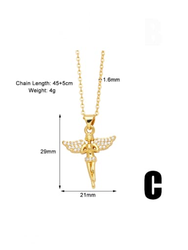C Brass Cubic Zirconia Cross Dainty Regligious Necklace