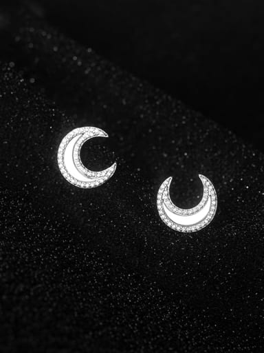 925 Sterling Silver Shell Moon Minimalist Stud Earring