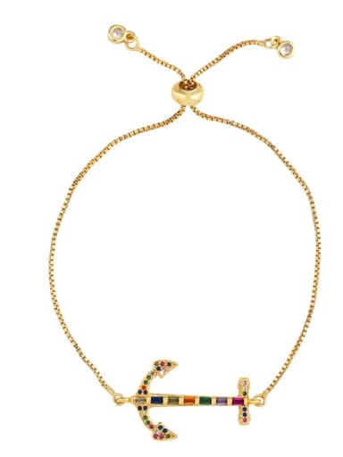 Brass Cubic Zirconia Crown Ethnic Adjustable Bracelet
