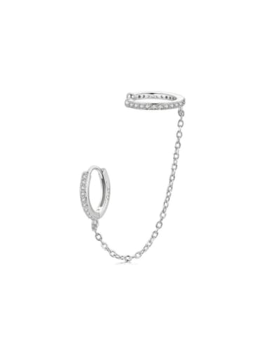 silvery ( Single) 925 Sterling Silver Cubic Zirconia Tassel Minimalist Single Earring