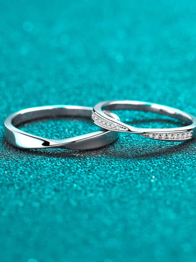 925 Sterling Silver Moissanite Irregular Classic Couple Ring