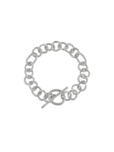 Platinum 925 Sterling Silver Geometric  Chain Minimalist Bracelet