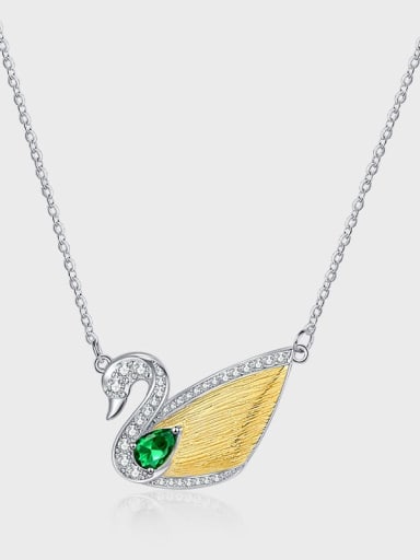 925 Sterling Silver Cubic Zirconia Swan Dainty Necklace