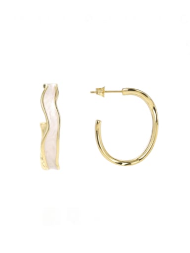 Brass Enamel Minimalist Hoop Earring