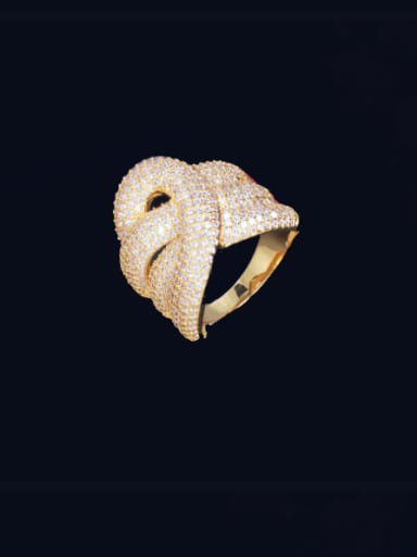 Brass Cubic Zirconia Irregular Luxury Band Ring