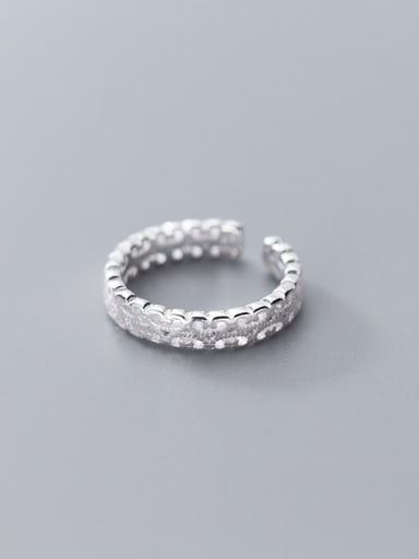 925 Sterling Silver Flower Minimalist Fashion Simple Pattern Hollow Tail Ring