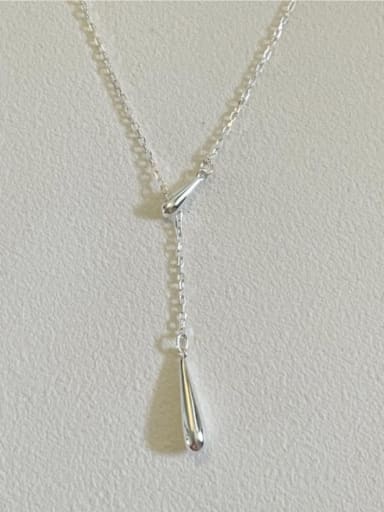 925 Sterling Silver Water Drop Tassel Minimalist Lariat Necklace