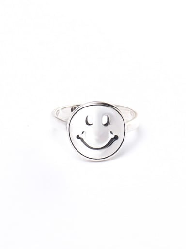 925 Sterling Silver Geometric Vintage Smiley Band Ring