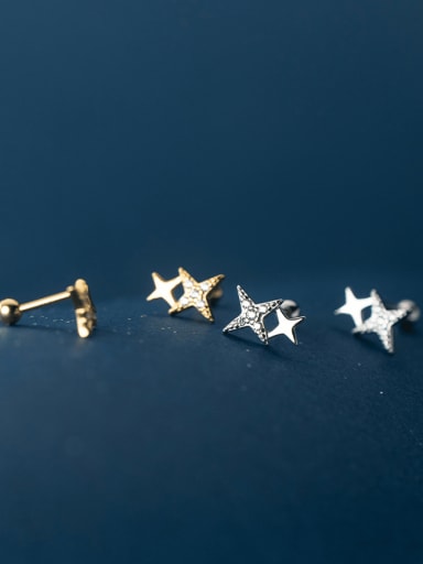 925 Sterling Silver Cubic Zirconia Star Cute Stud Earring