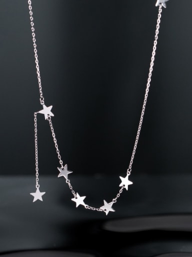 925 Sterling Silver Pentagram Tassel Minimalist Necklace