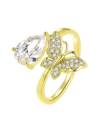 Alloy Cubic Zirconia Water Drop Vintage Band Ring