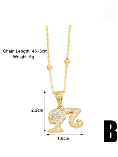 B Brass Cubic Zirconia Girl Trend Necklace