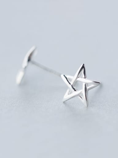 925 Sterling Silver  Minimalist  Hollow Pentagram Stud Earring