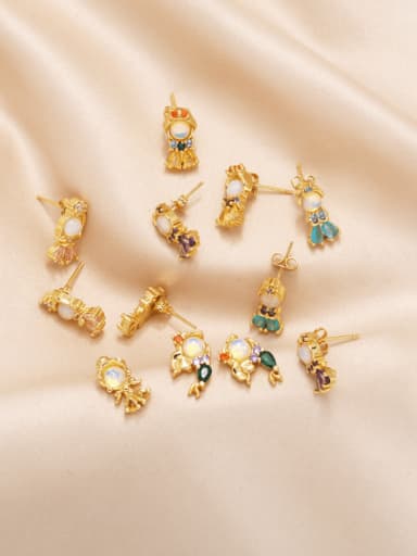 custom Brass Cubic Zirconia Mermaid Cute Stud Earring