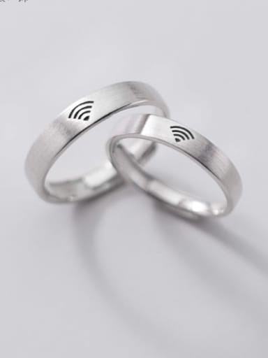 925 Sterling Silver Irregular Minimalist WIFI Couple Ring